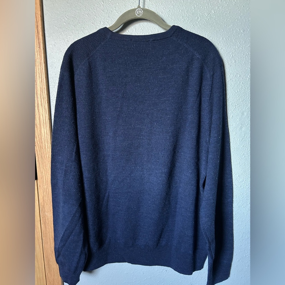 Calvin Klein Men's Blue Merino Wool Crewneck Sweater - Picture 3 of 8